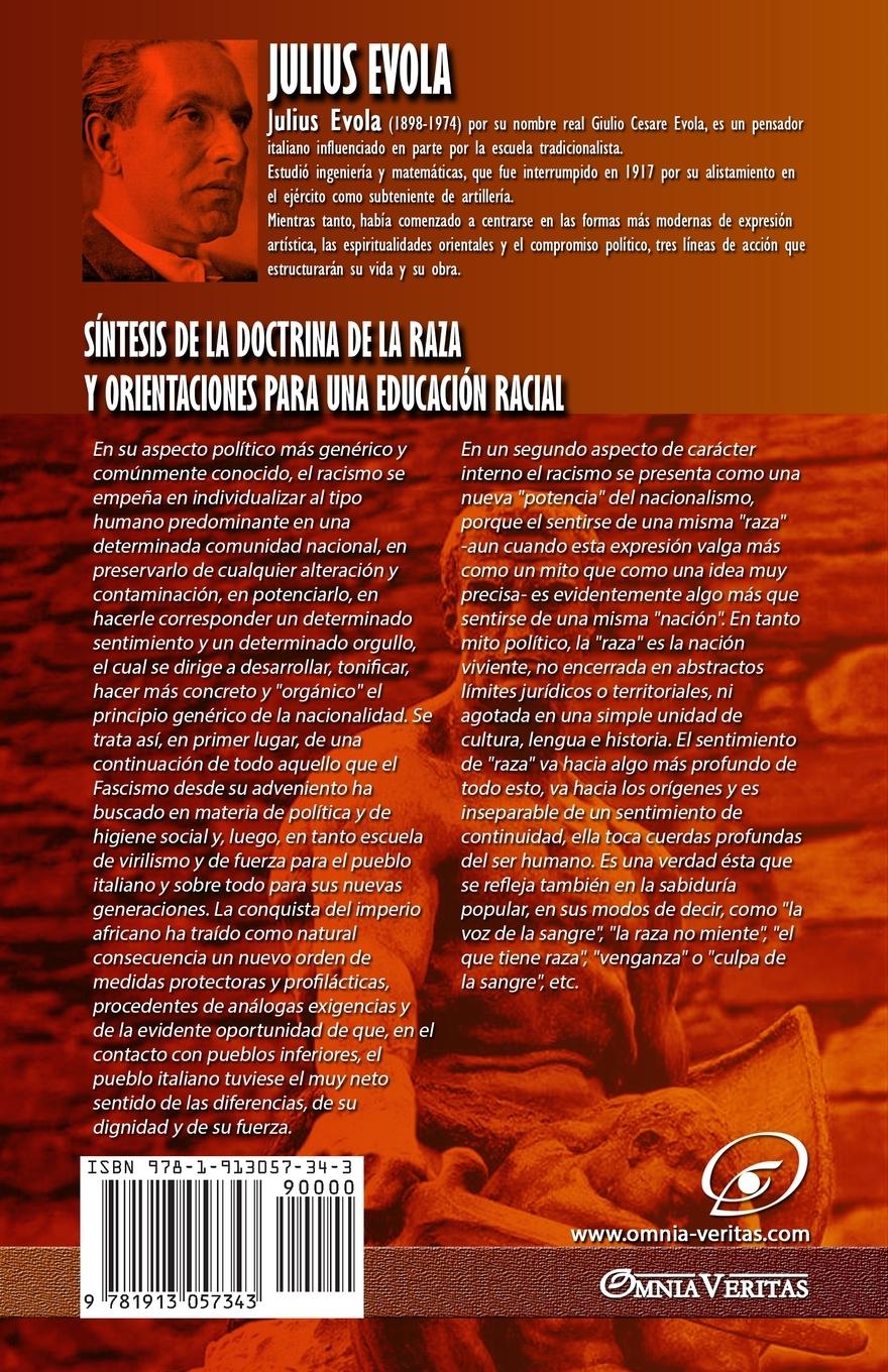 Rückseitencover Síntesis de la Doctrina de la Raza y Orientaciones para una educación racial