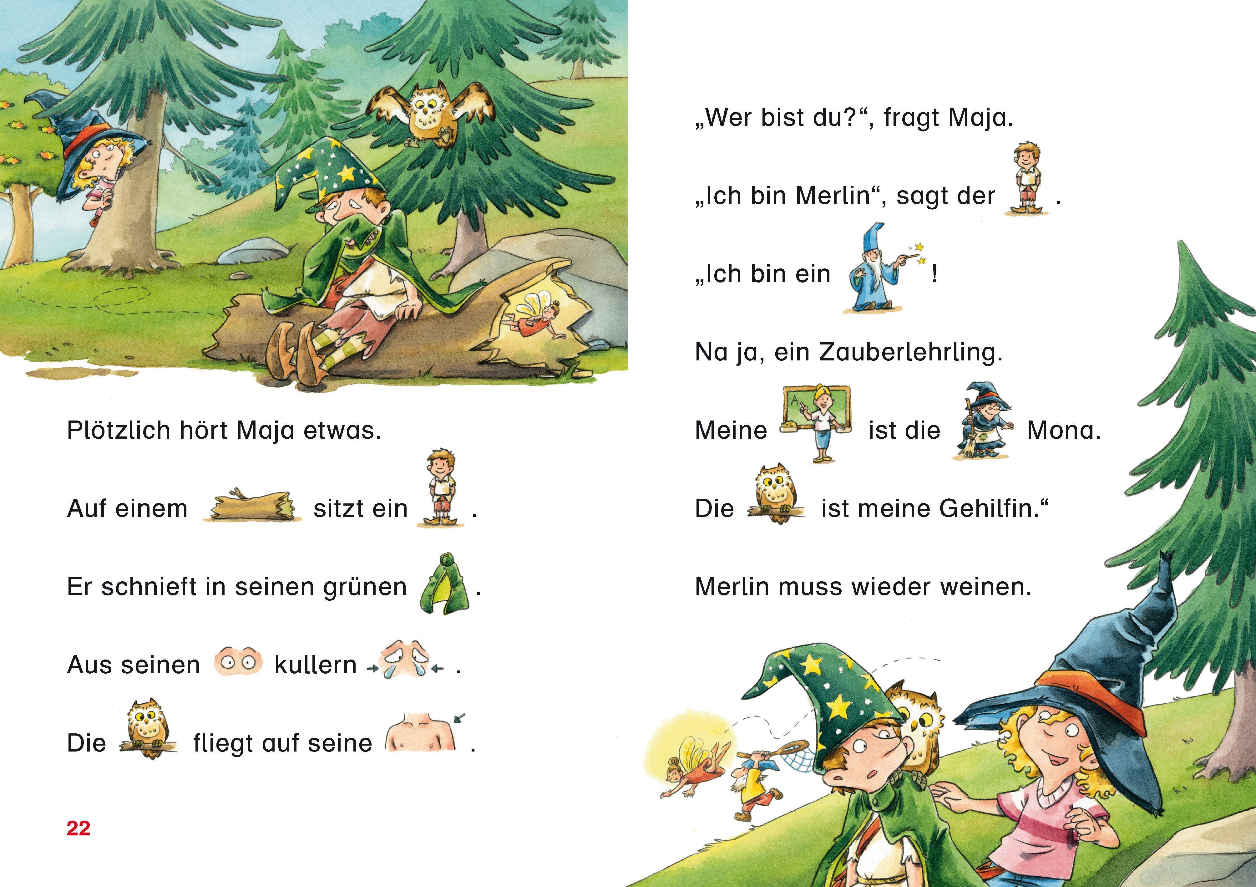 Beispielinhalt (Bild) Duden Leseprofi - Mit Bildern lesen lernen: Der geheimnisvolle Zauberhut, Erstes Lesen