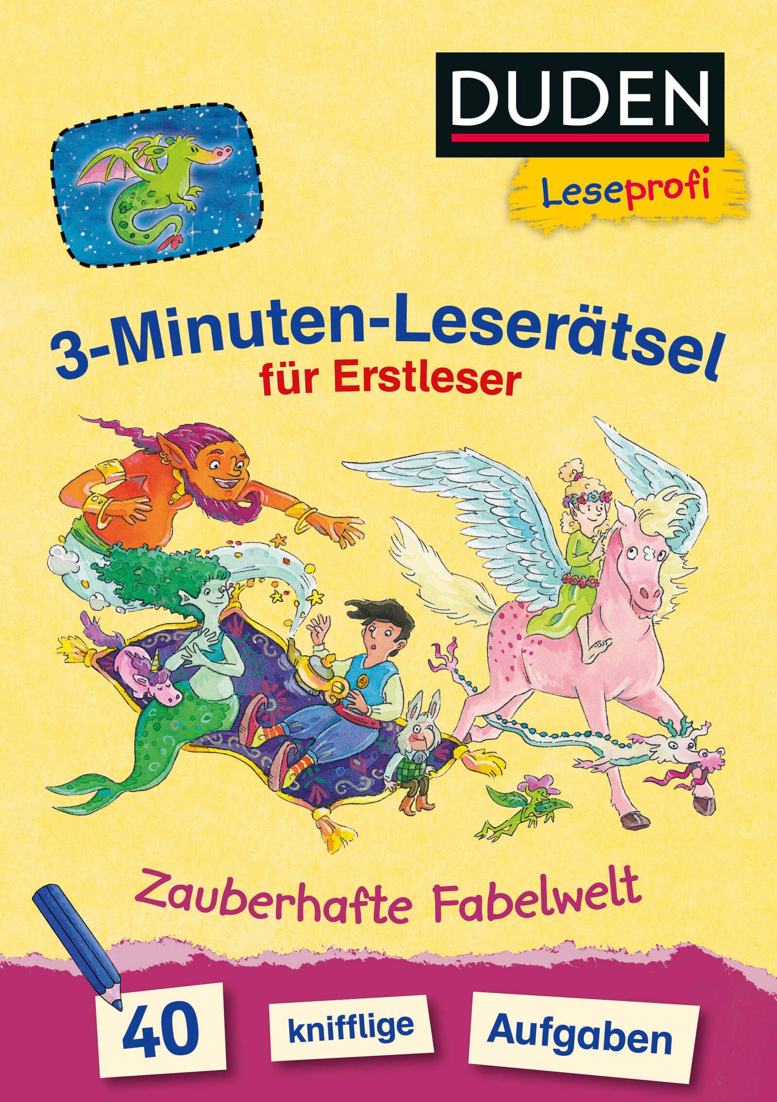 Vorderes Coverbild Duden Leseprofi - 3-Minuten-Leserätsel für Erstleser: Zauberhafte Fabelwelt