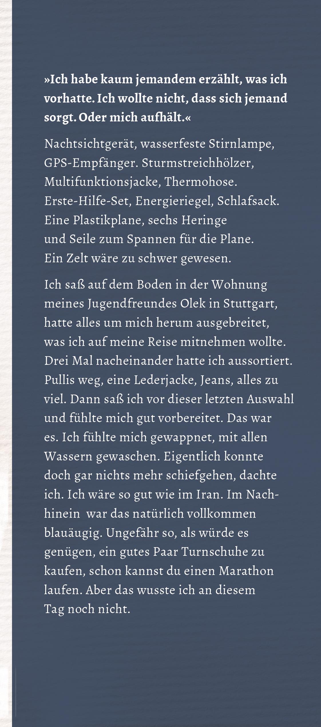 Beispielinhalt (Bild) In den Iran. Zu Fuß. Ohne Pass.