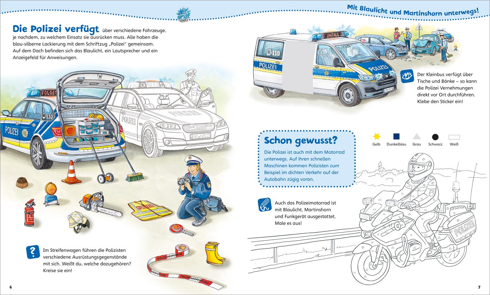 Beispielinhalt (Bild) WAS IST WAS Junior Mitmach-Heft. Polizei
