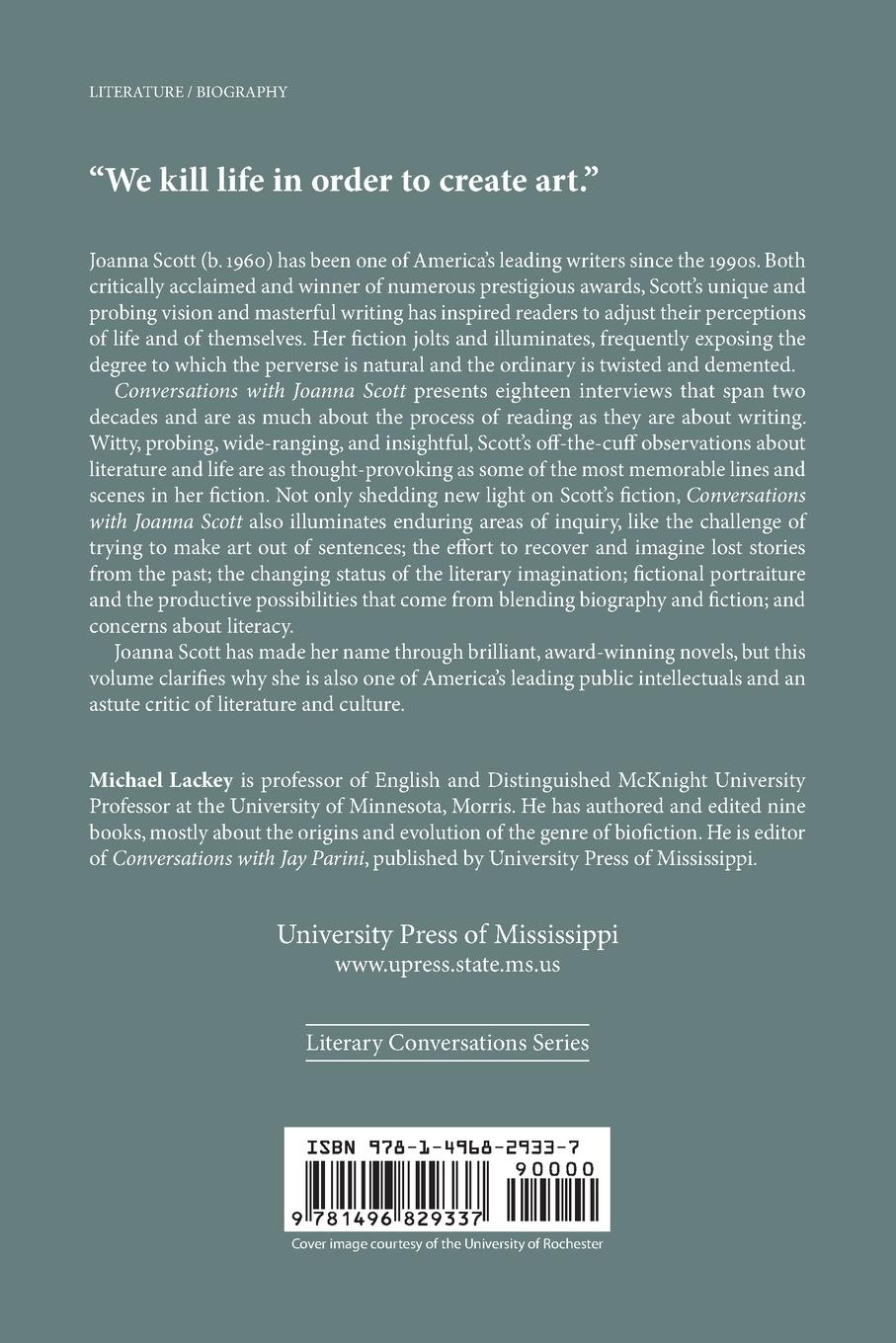 Rückseitencover Conversations with Joanna Scott