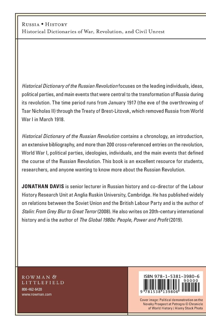 Rückseitencover Historical Dictionary of the Russian Revolution