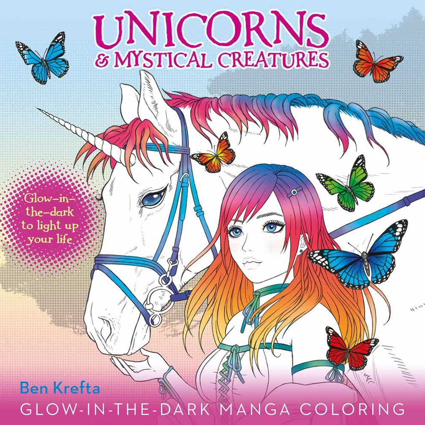 Vorderes Coverbild Unicorns & Mystical Creatures Glow-In-The-Dark Manga Coloring