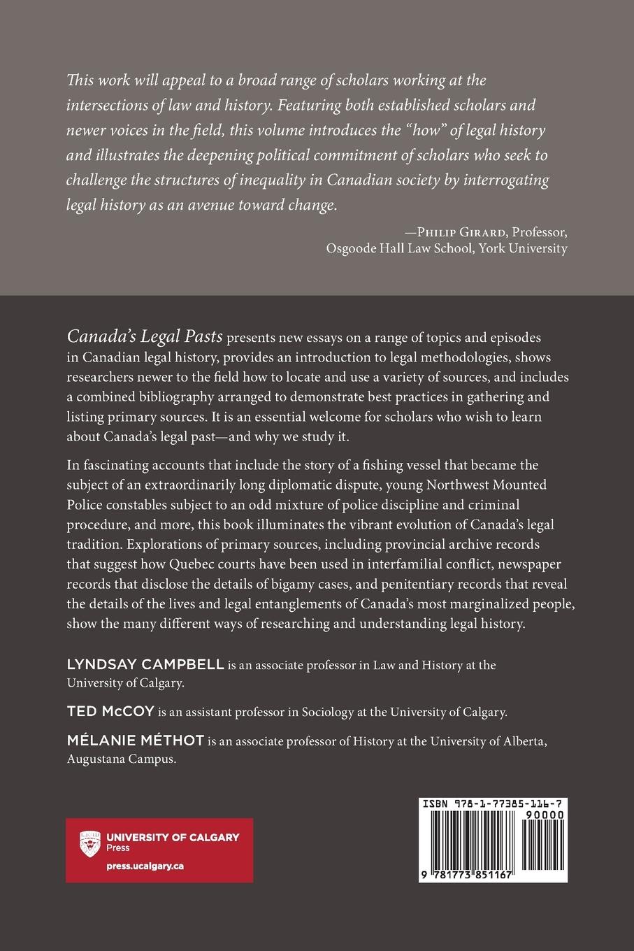 Rückseitencover Canada's Legal Pasts