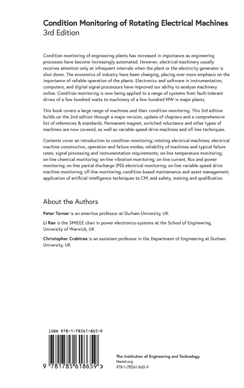 Rückseitencover Condition Monitoring of Rotating Electrical Machines