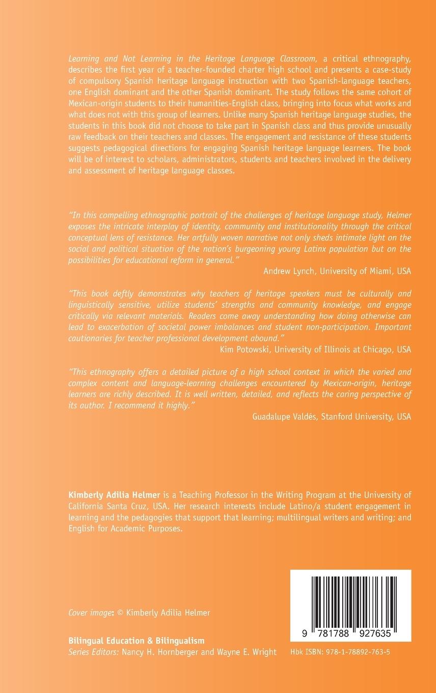 Rückseitencover Learning and Not Learning in the Heritage Language Classroom