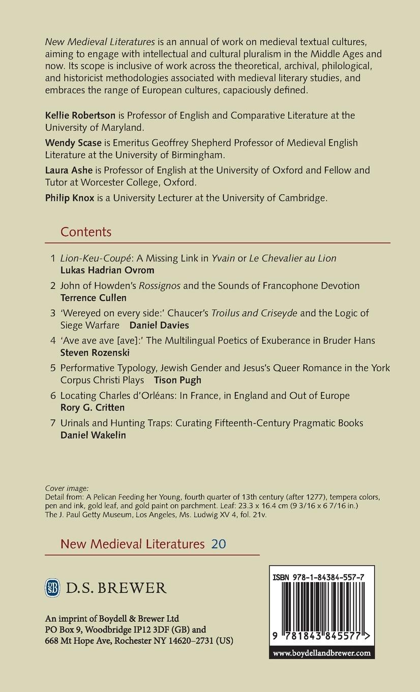 Rückseitencover New Medieval Literatures 20