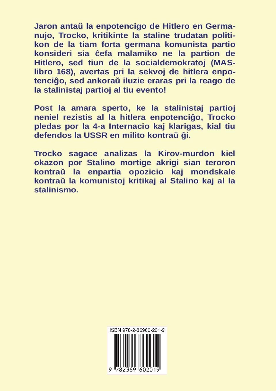 Rückseitencover Venko de Hitlero signifas militon kontra&#365; la USSR; La 4-a Internacio kaj la USSR; La stalina burokrataro kaj la Kirov-murdo