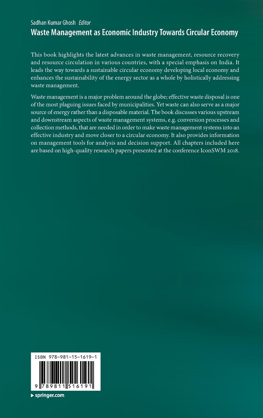 Rückseitencover Waste Management as Economic Industry Towards Circular Economy