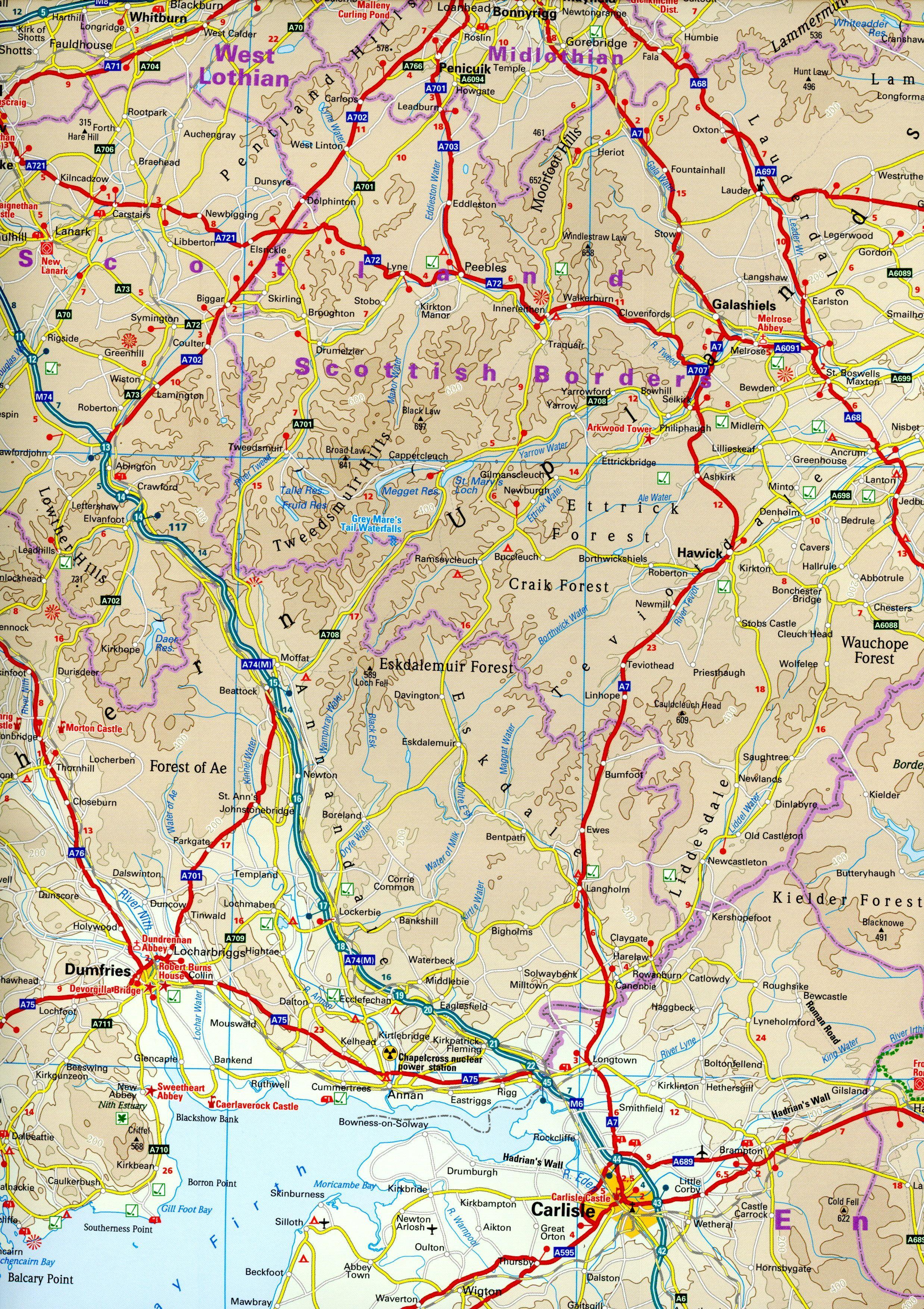 Beispielinhalt (Bild) Reise Know-How Landkarte Nord- und Mittelengland / Northern England & the Midlands (1:400.000)