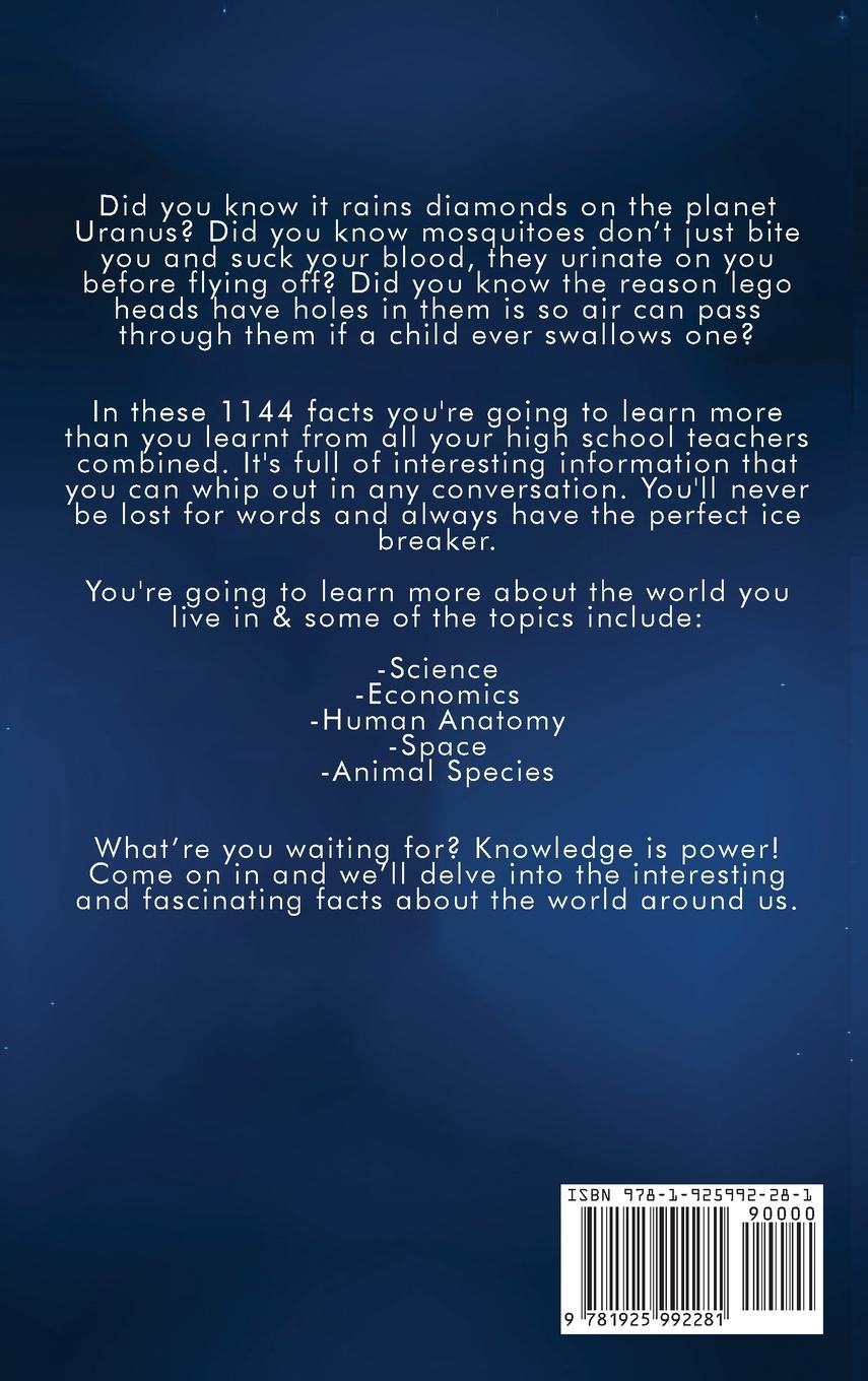 Rückseitencover 1144 Random, Interesting & Fun Facts You Need To Know - The Knowledge Encyclopedia To Win Trivia