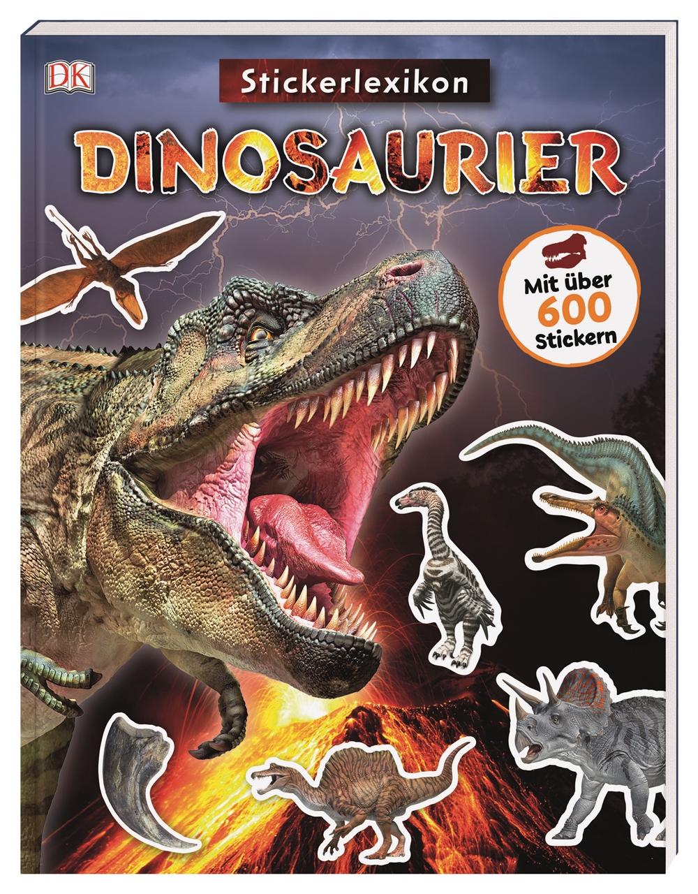 Vorderes Coverbild Sticker-Lexikon. Dinosaurier
