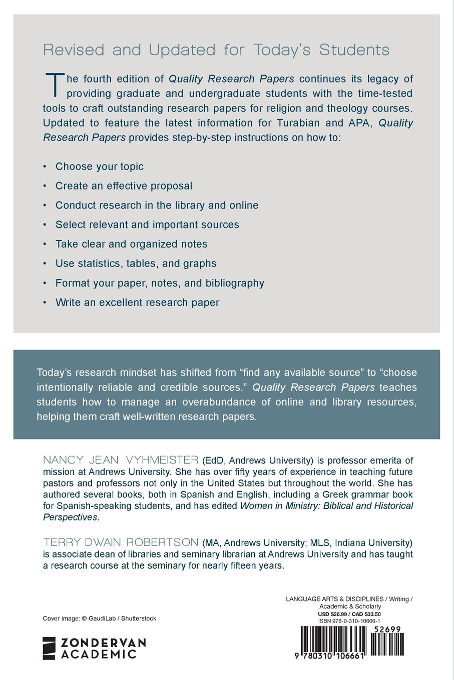 Rückseitencover The Quality Research Papers