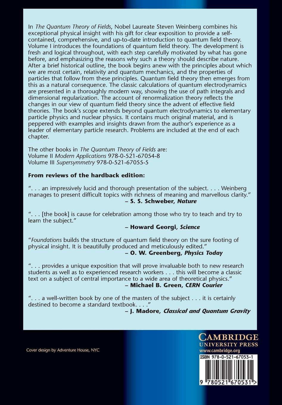 Rückseitencover The Quantum Theory of Fields v1