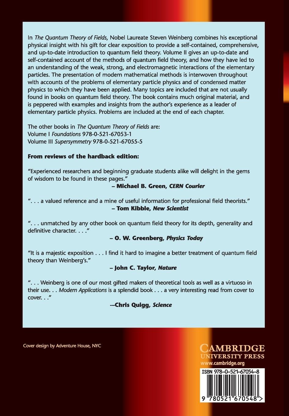 Rückseitencover The Quantum Theory of Fields v2