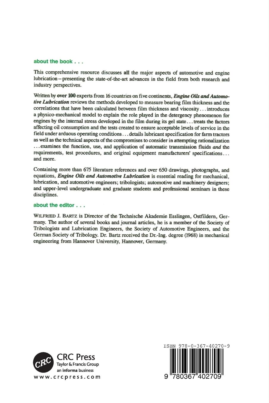 Rückseitencover Engine Oils and Automotive Lubrication