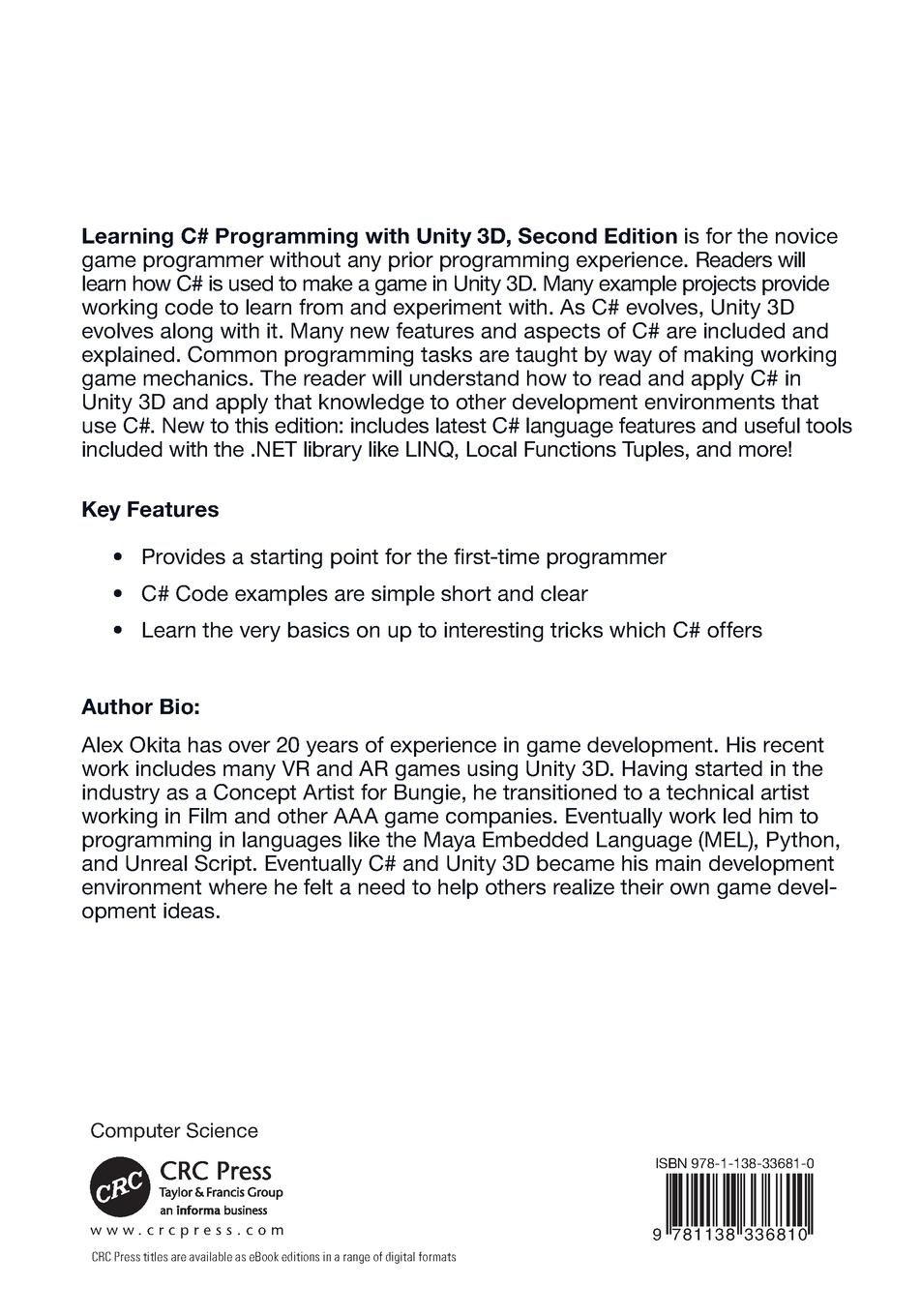 Rückseitencover Learning C# Programming with Unity 3D, second edition