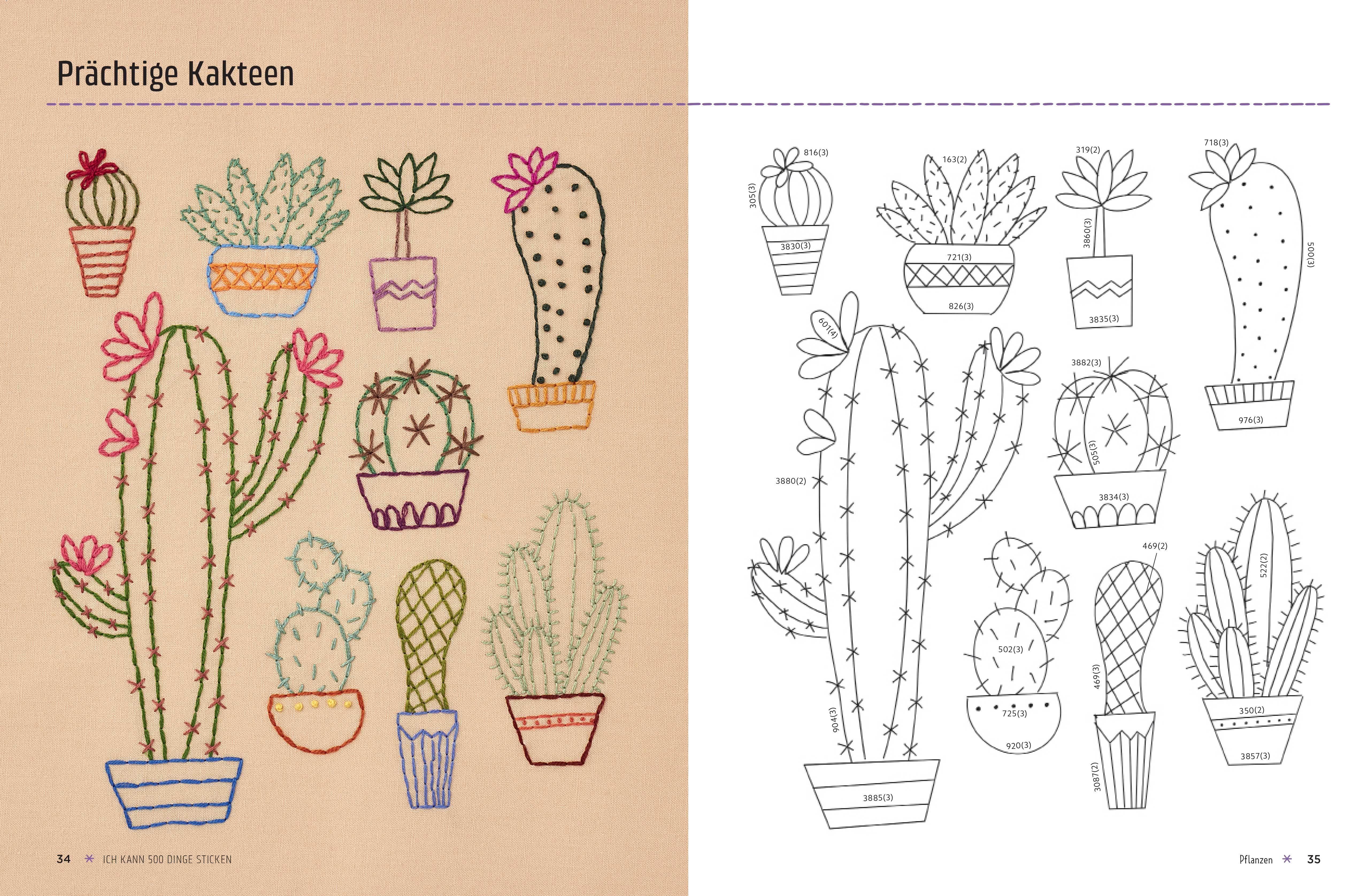 Beispielinhalt (Bild) Ich kann 500 Dinge sticken. Witzige, süße, coole und freche Motive. Ganz einfach Schritt für Schritt nachzusticken. Blumen, Blüten, Blätter, Tiere, Logos, Schriften, Schmuckelemente u.v.m. Ideal für Kinder und Anfänger