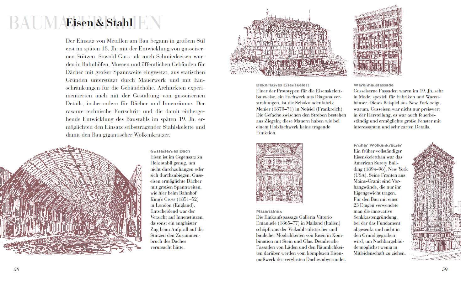 Beispielinhalt (Bild) Architektur - verständlich gemacht. Die illustrierte und verständliche Baustilkunde zu Stil, Entwicklung und Geschichte der Baukunst vom antiken Griechenland bis heute. Mit Grund- und Aufrissen, Detail- und Gesamtansichten