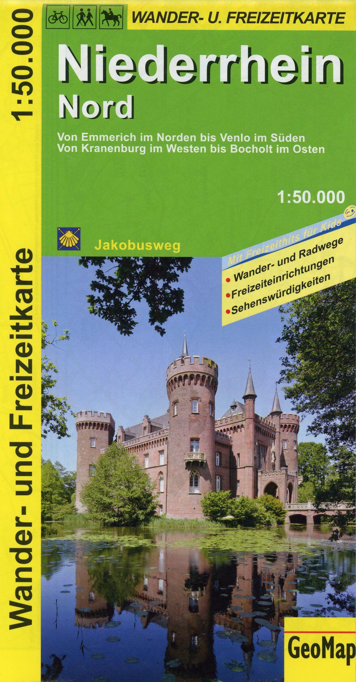 Vorderes Coverbild Niederrhein Nord Wander- und Freizeitkarte 1:50.000