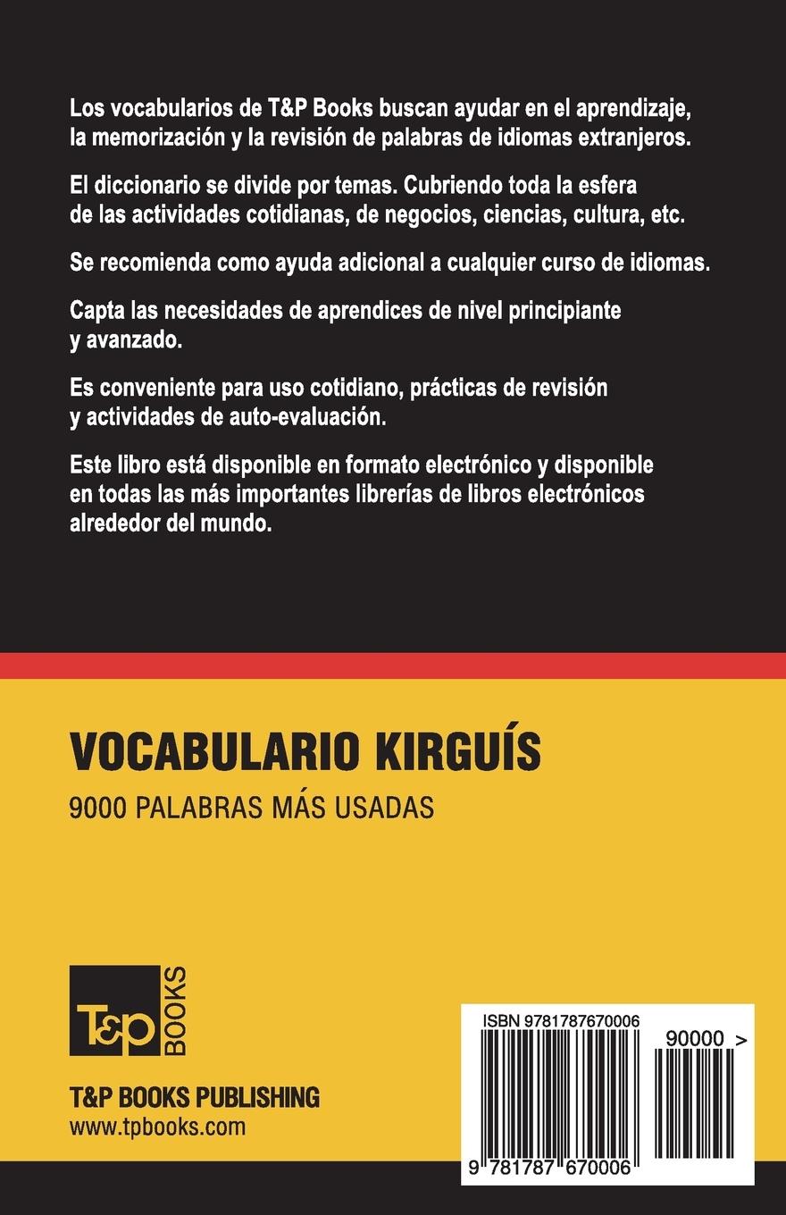 Rückseitencover Vocabulario Español-Kirguís - 9000 palabras más usadas