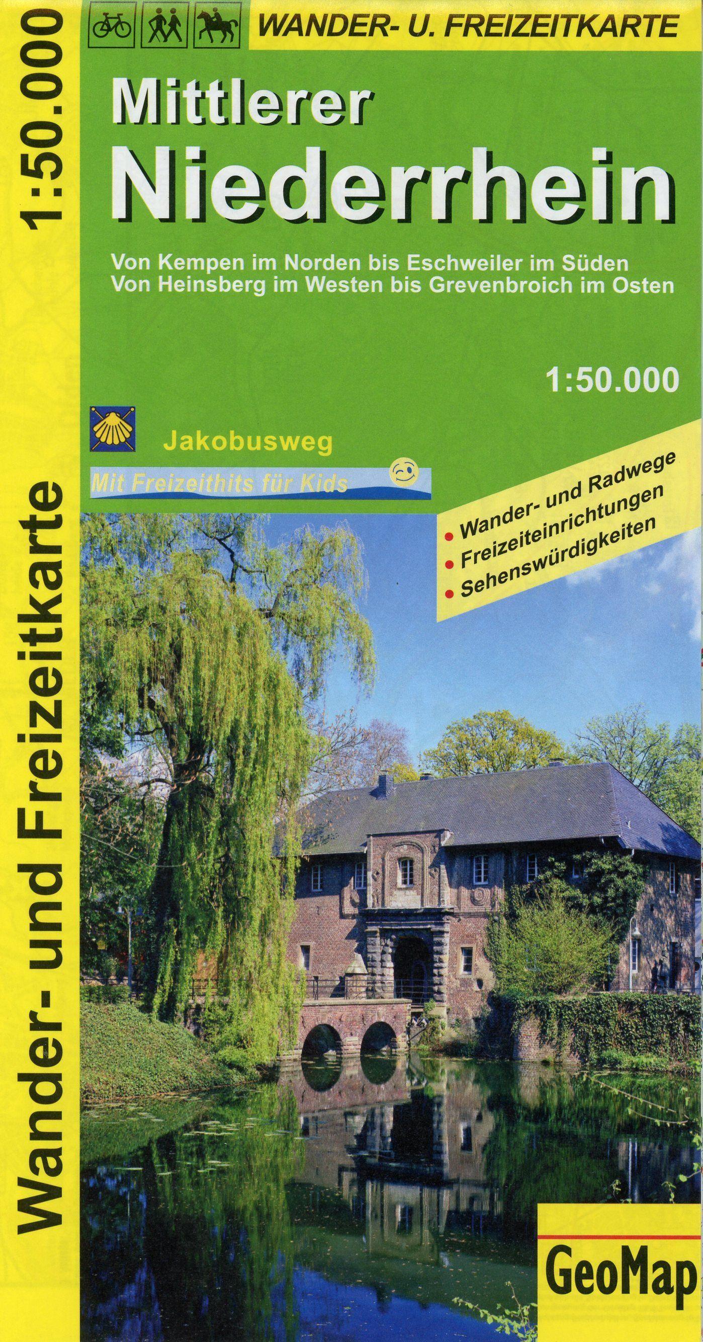 Vorderes Coverbild Mittlerer Niederrhein Wander- und Freizeitkarte 1:50.000