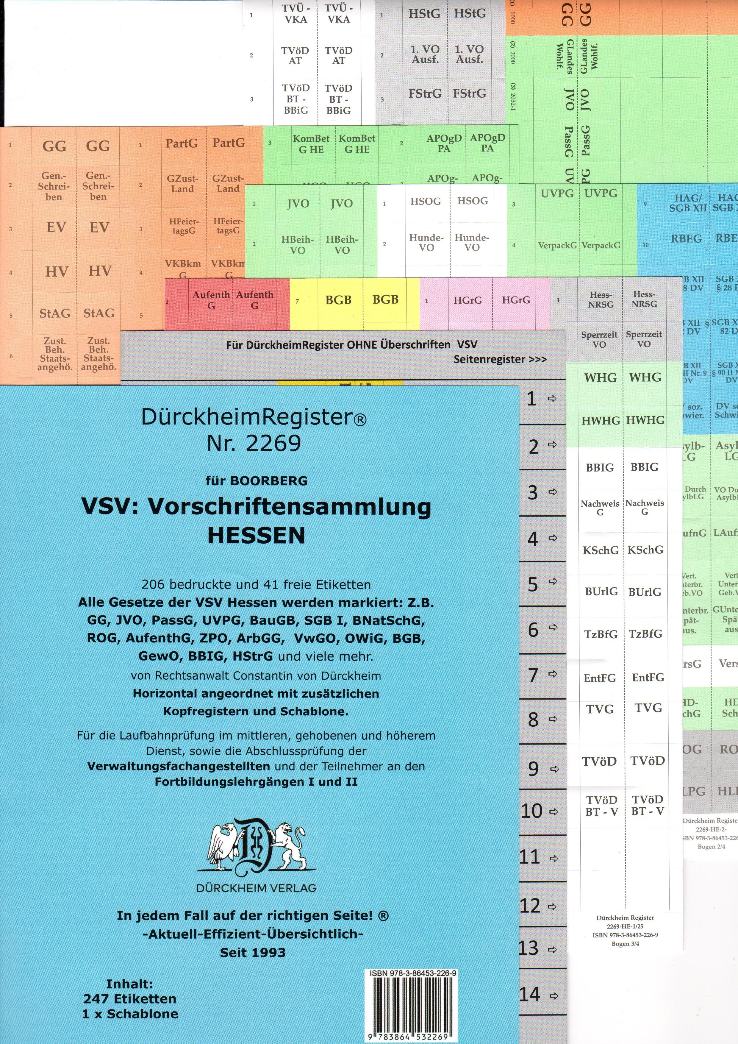 Vorderes Coverbild DürckheimRegister® VSV HESSEN (2019), BOORBERG Verlag