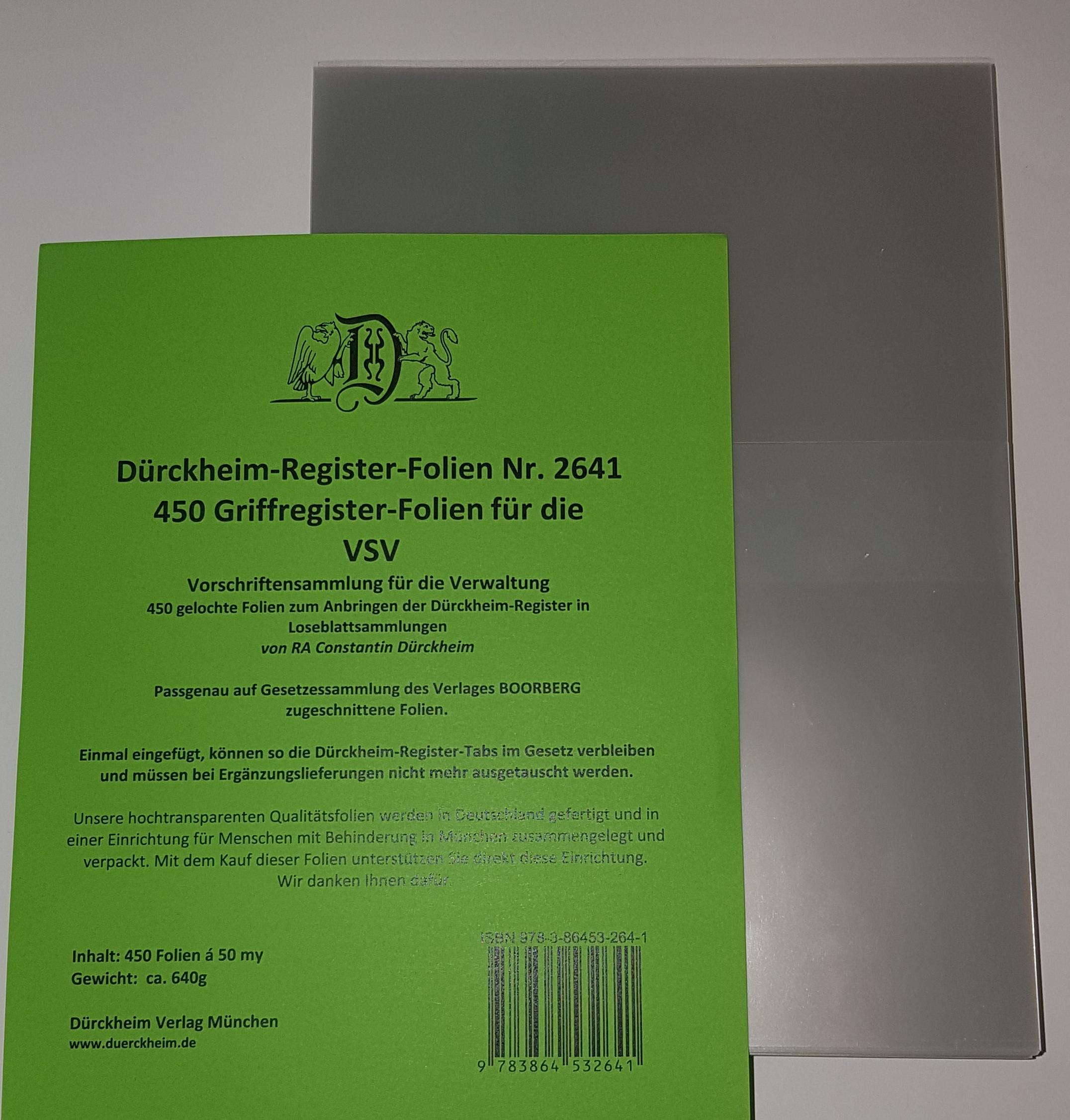 Vorderes Coverbild 450 DürckheimRegister® -FOLIEN für die VSV-Bayern