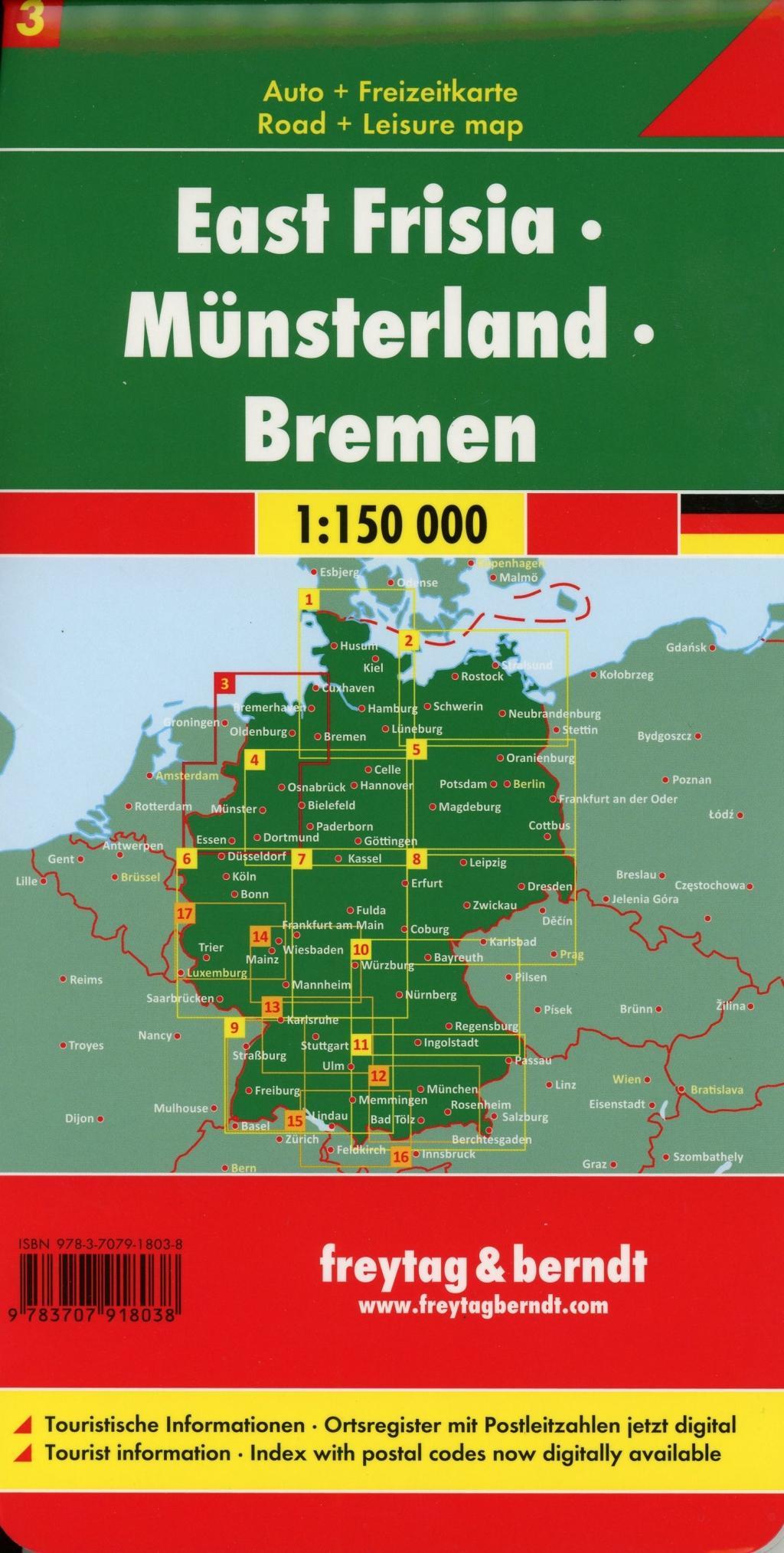 Beispielinhalt (Bild) Ostfriesland - Münsterland - Bremen, Autokarte 1:150.000, Blatt 3