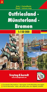 Vorderes Coverbild Ostfriesland - Münsterland - Bremen, Autokarte 1:150.000, Blatt 3