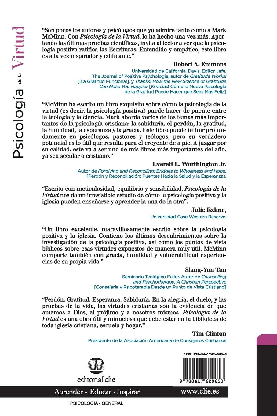 Rückseitencover El Psicolog¿¿a de la Virtud