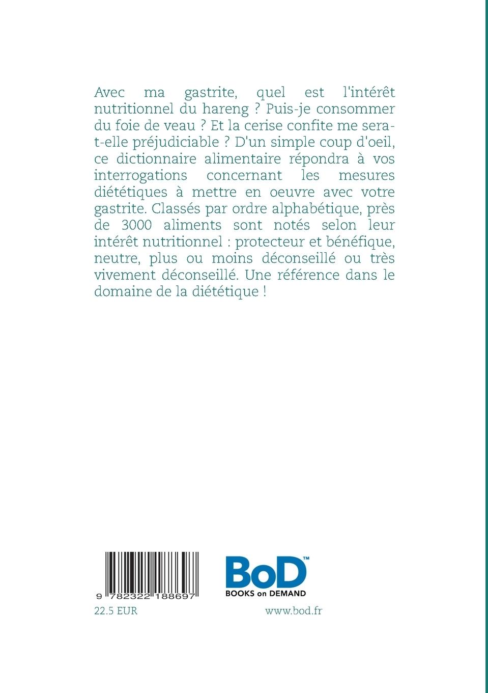 Rückseitencover Dictionnaire alimentaire de la gastrite