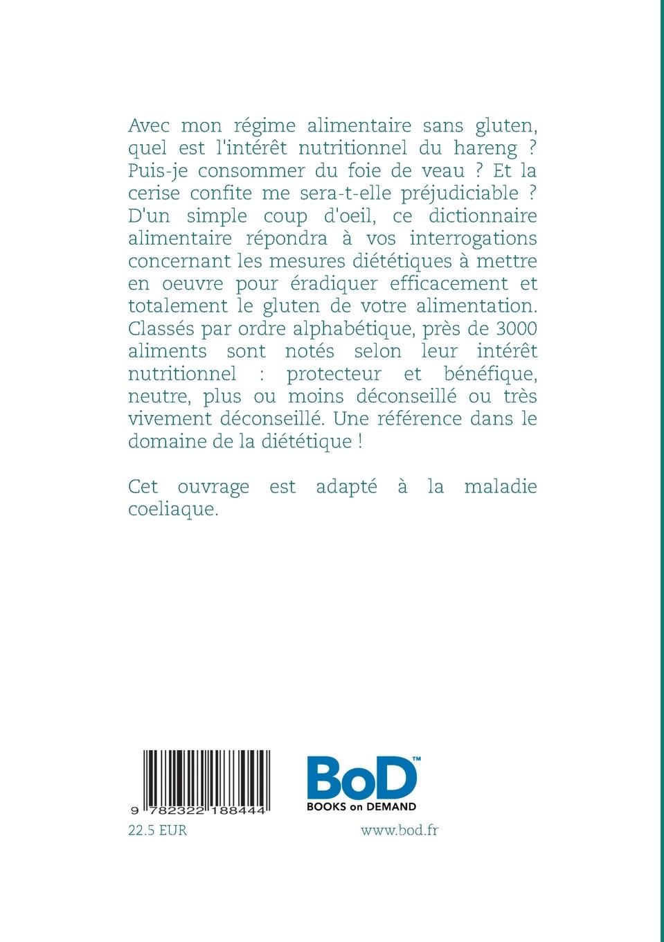 Rückseitencover Dictionnaire alimentaire du régime sans gluten