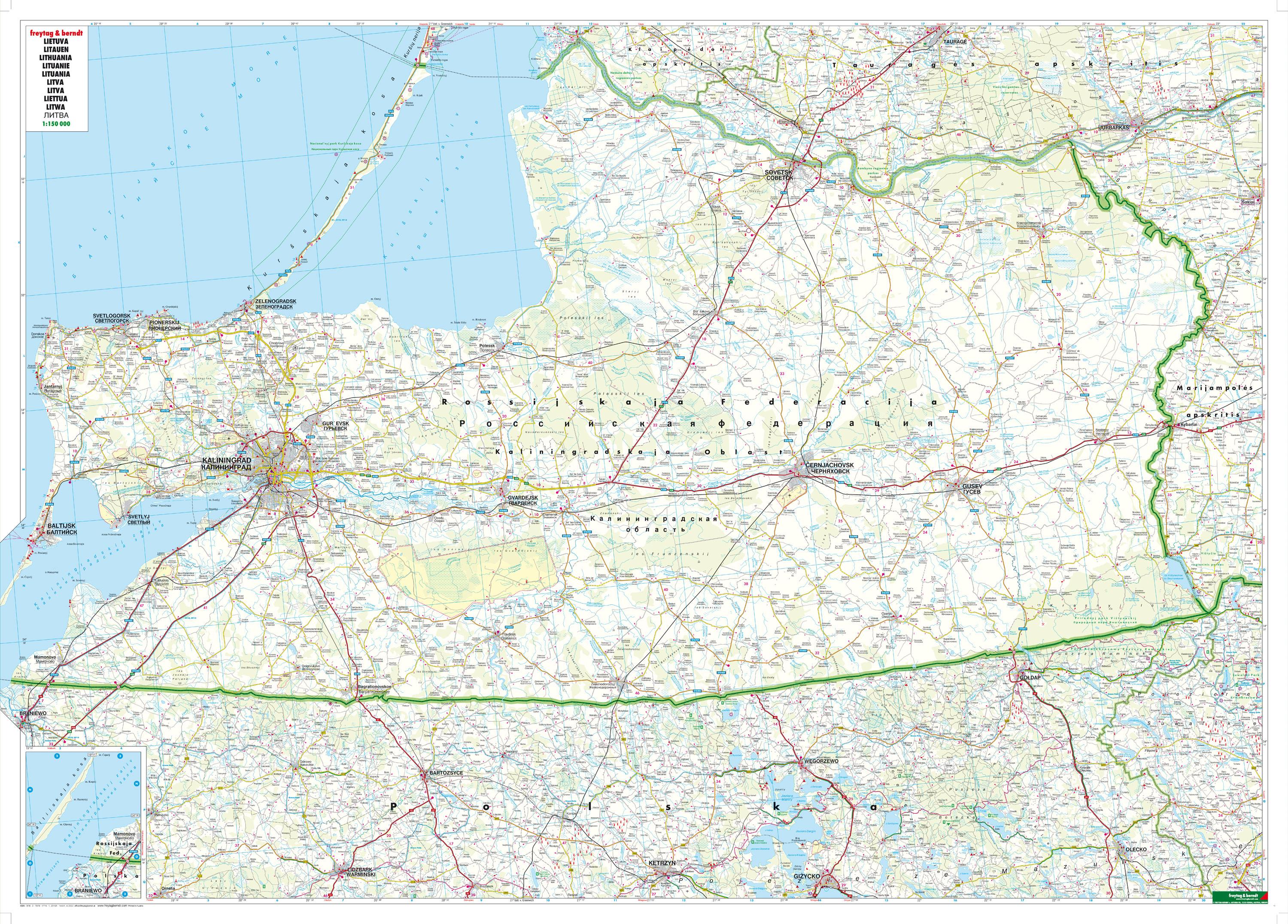 Beispielinhalt (Bild) Litauen, Autokarten Set 1:150.000