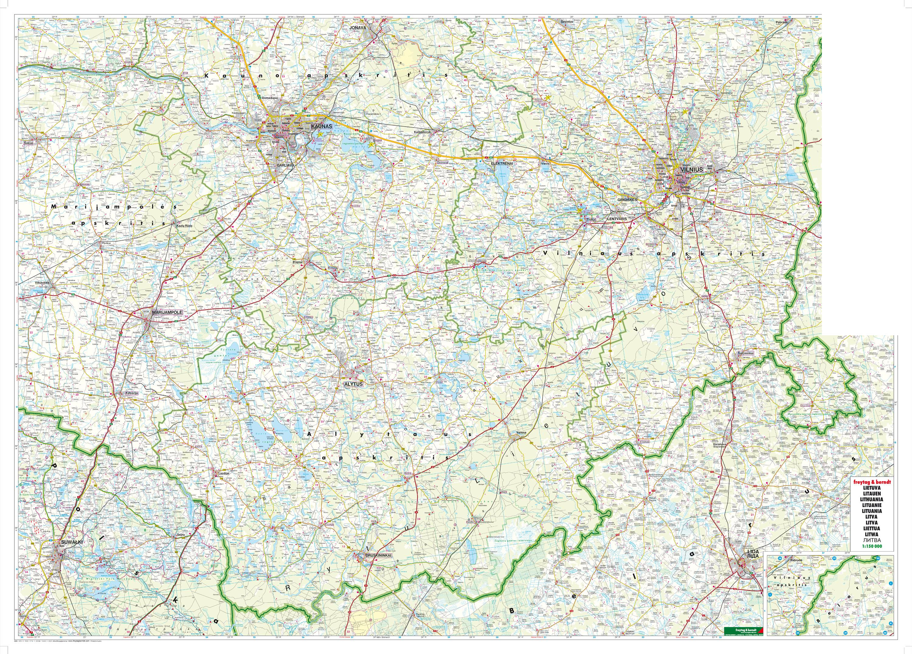 Beispielinhalt (Bild) Litauen, Autokarten Set 1:150.000