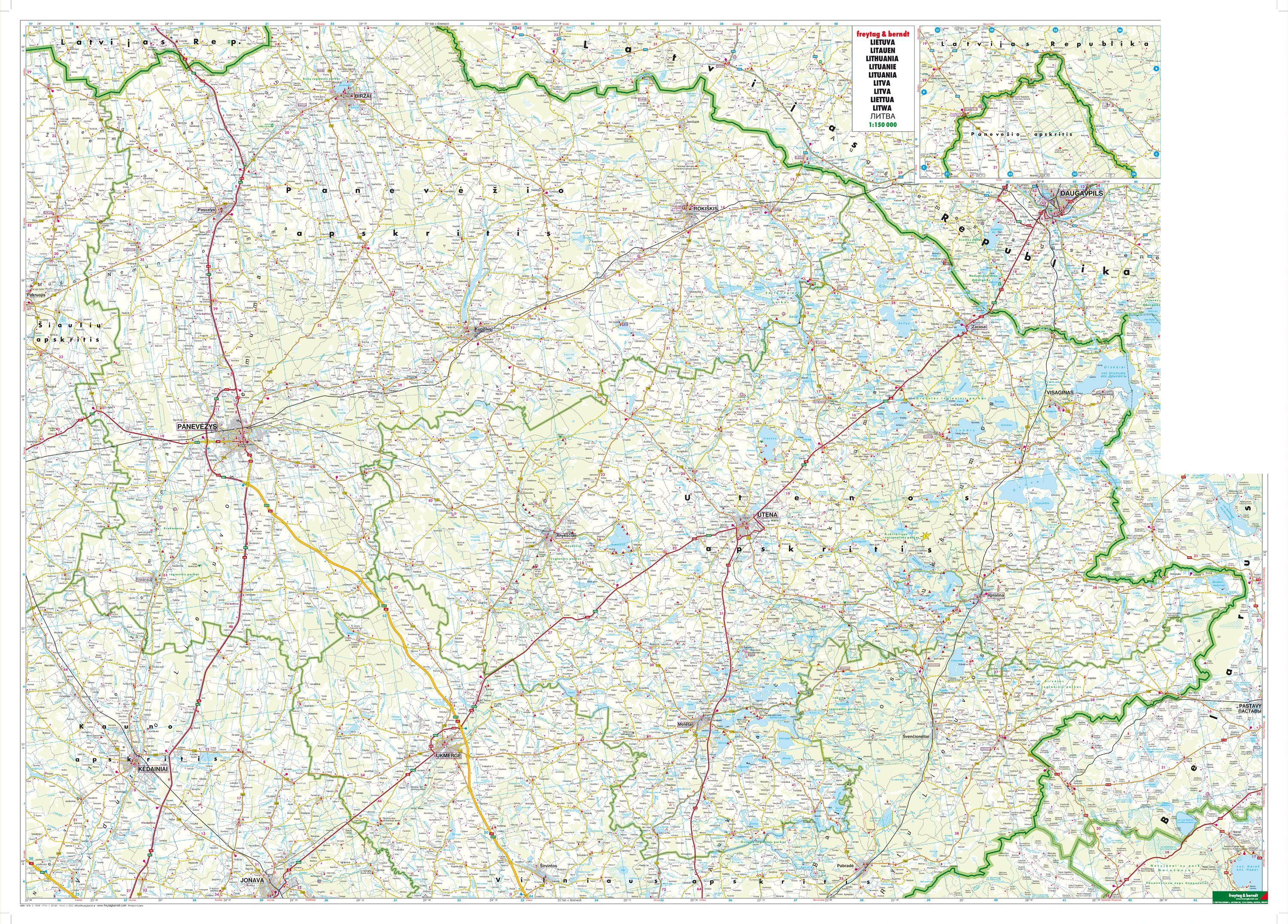 Beispielinhalt (Bild) freytag & berndt Straßenkarte Litauen Set 1:150.000