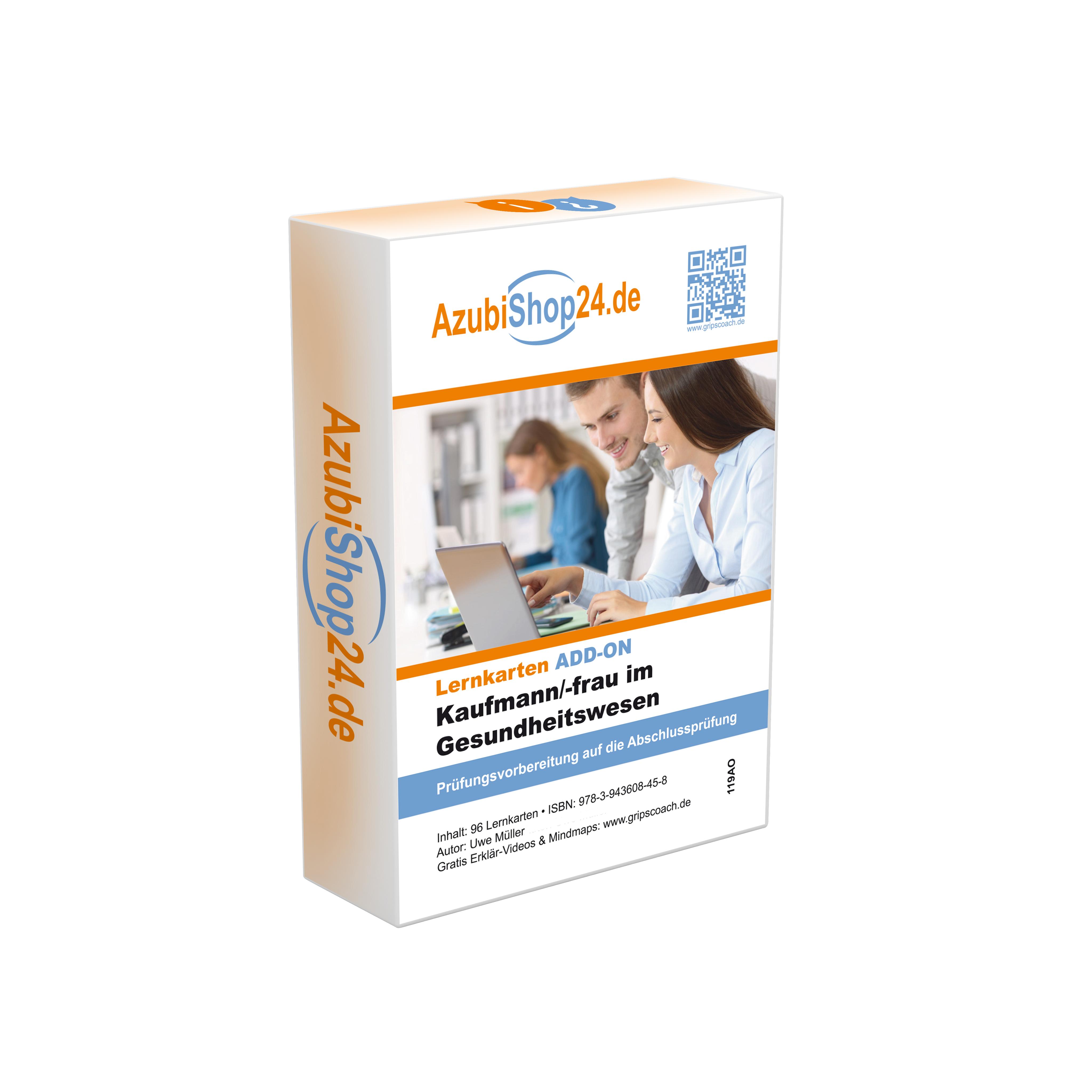 Vorderes Coverbild AzubiShop24.de Add-on-Lernkarten Kaufmann / Kauffrau im Gesundheitswesen IHK-Prüfung
