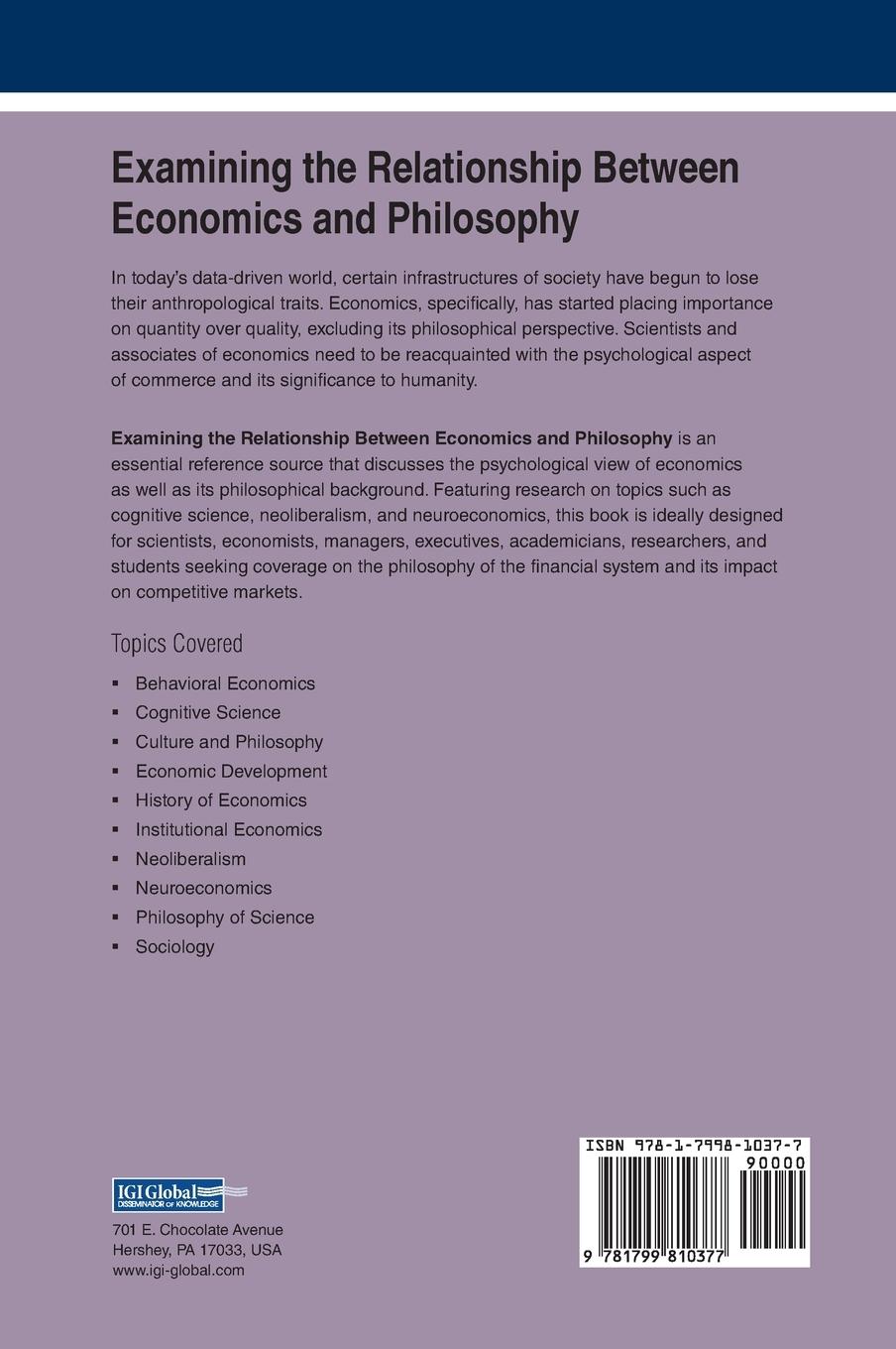 Rückseitencover Examining the Relationship Between Economics and Philosophy