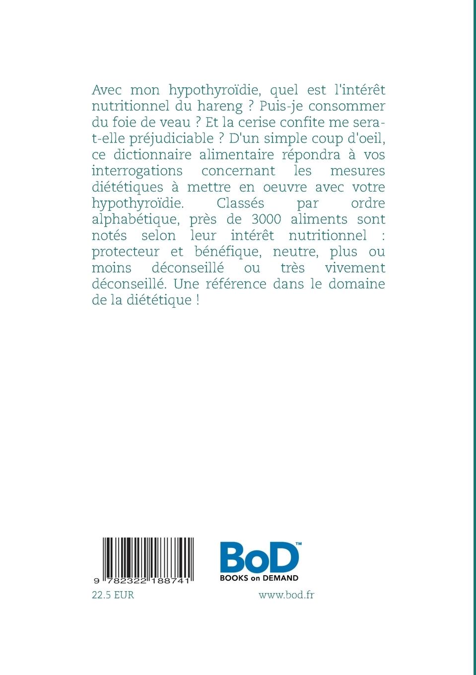 Rückseitencover Dictionnaire alimentaire de l'hypothyroïdie