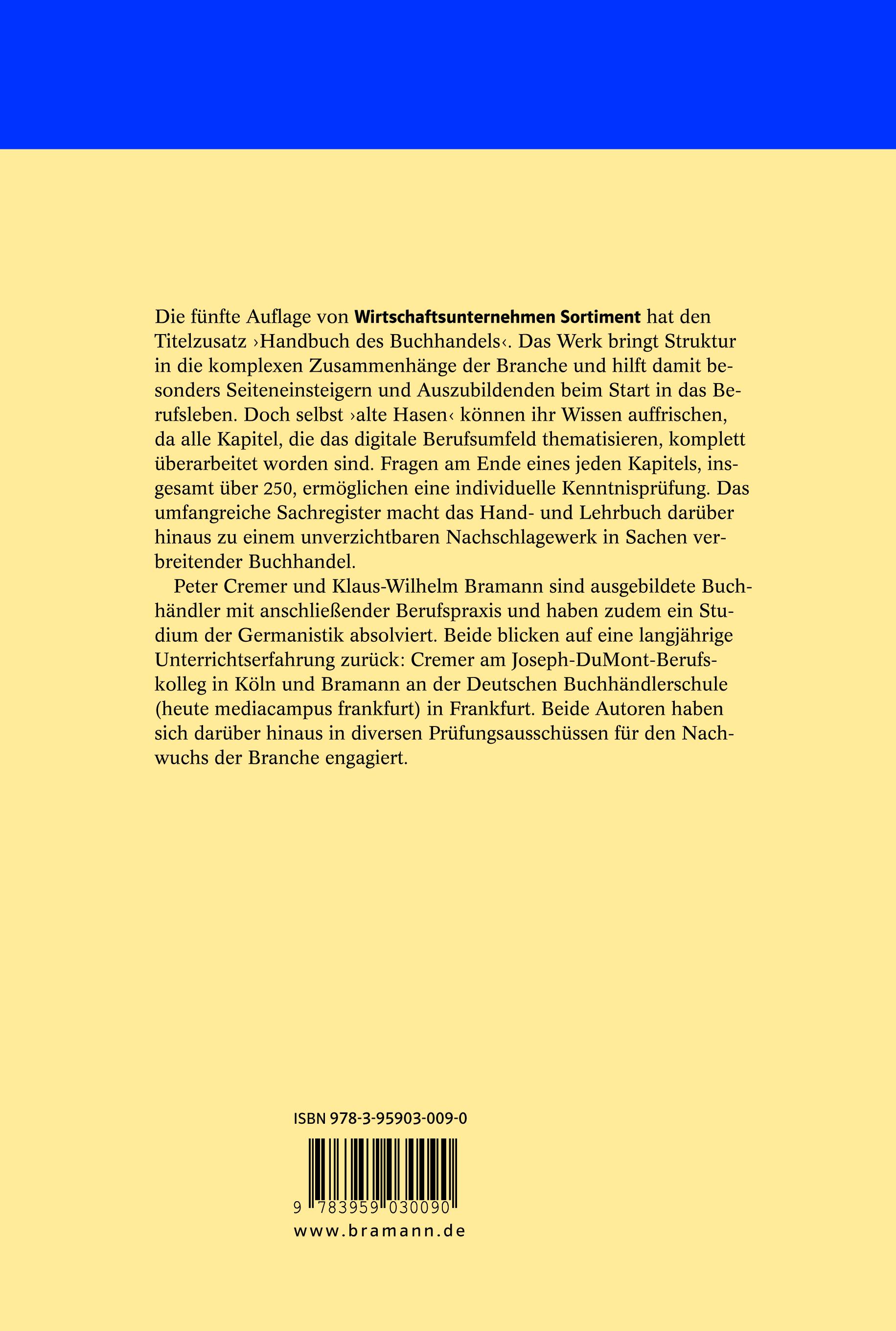 Rückseitencover Wirtschaftsunternehmen Sortiment