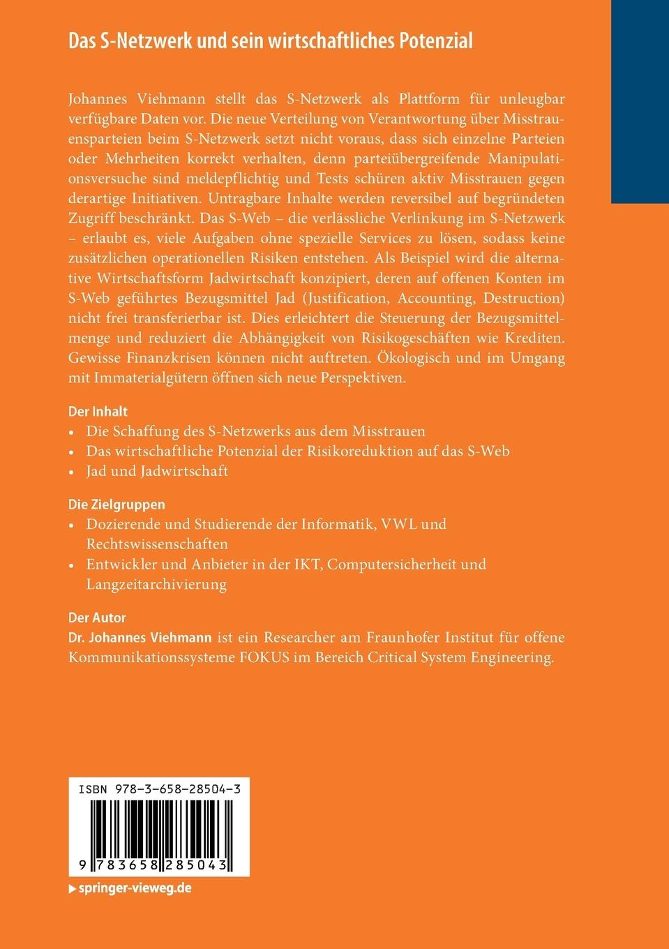 Rückseitencover Das S-Netzwerk und sein wirtschaftliches Potenzial
