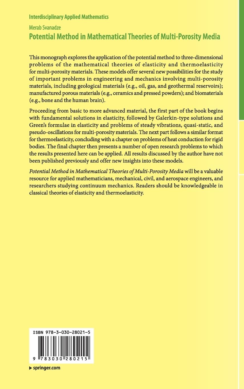 Rückseitencover Potential Method in Mathematical Theories of Multi-Porosity Media
