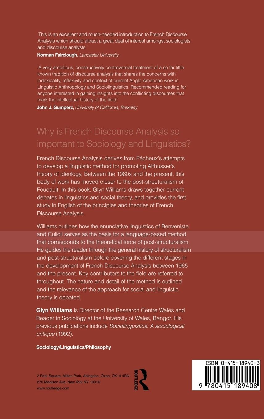 Rückseitencover French Discourse Analysis