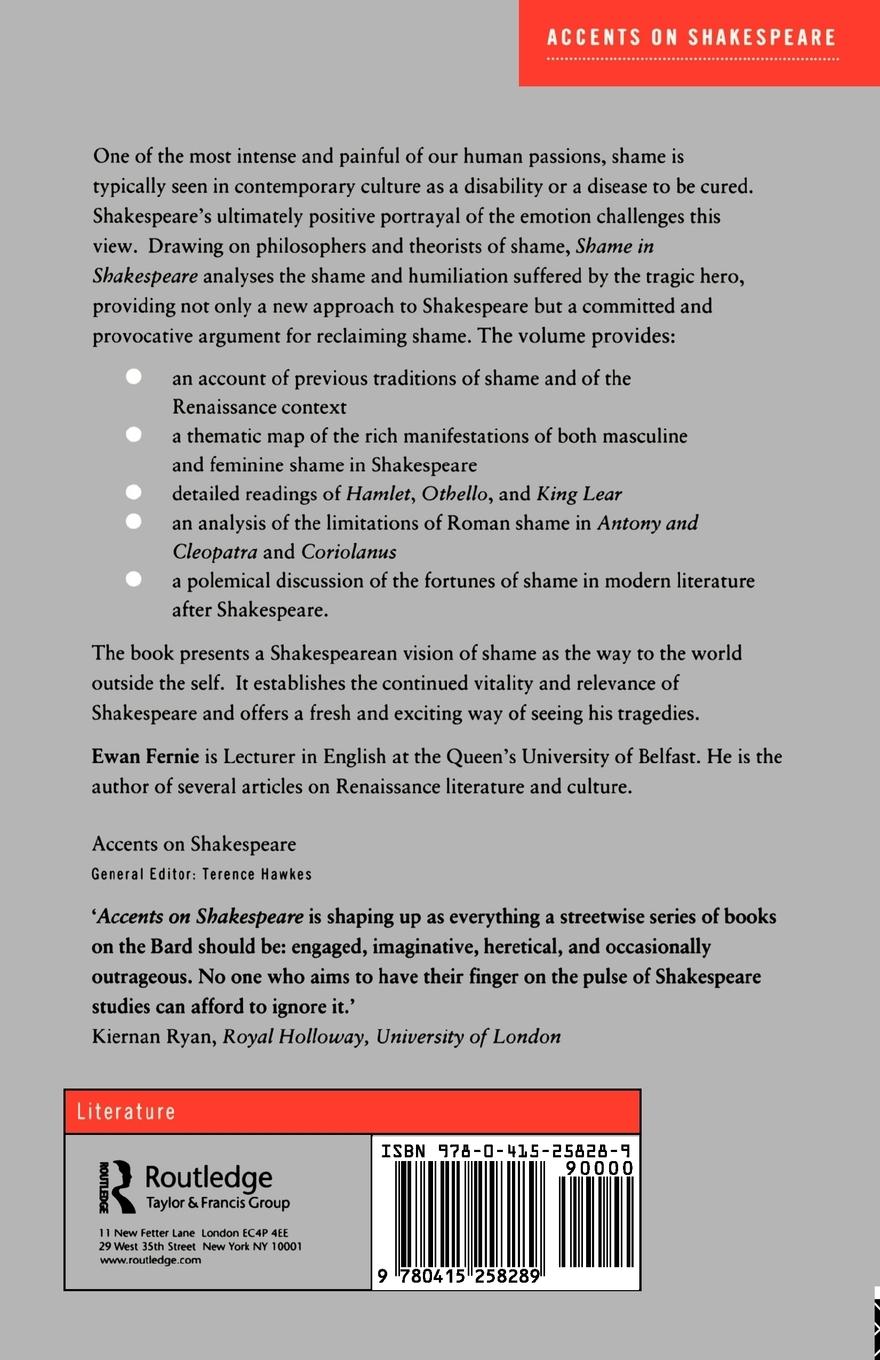 Rückseitencover Shame in Shakespeare