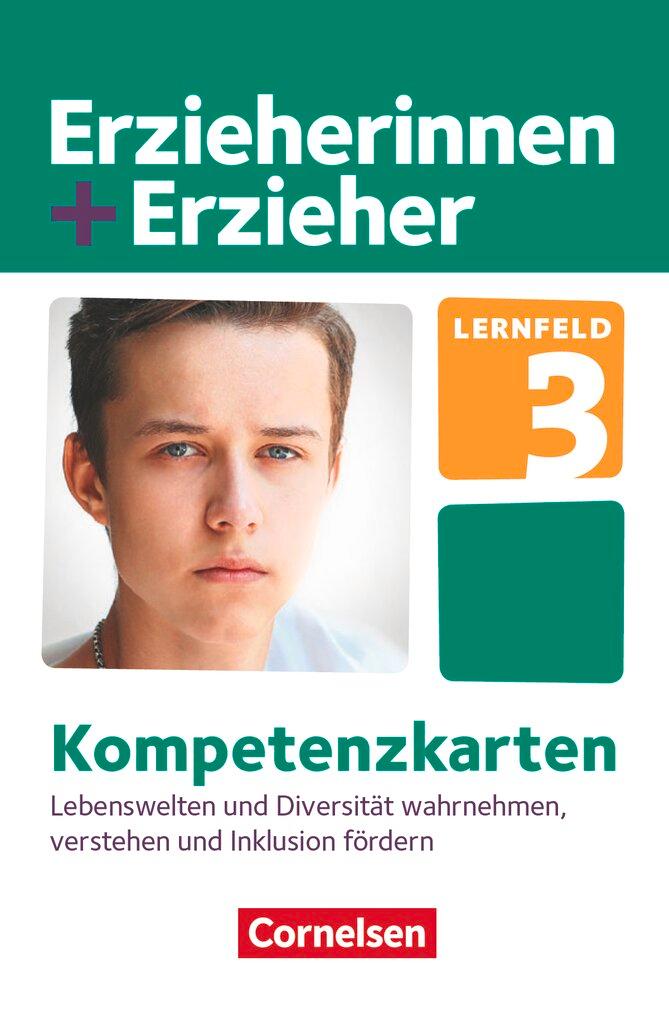 Vorderes Coverbild Erzieherinnen + Erzieher. Lebenswelten und Diversität wahrnehmen, verstehen und Inklusion fördern. Kompetenzkarten