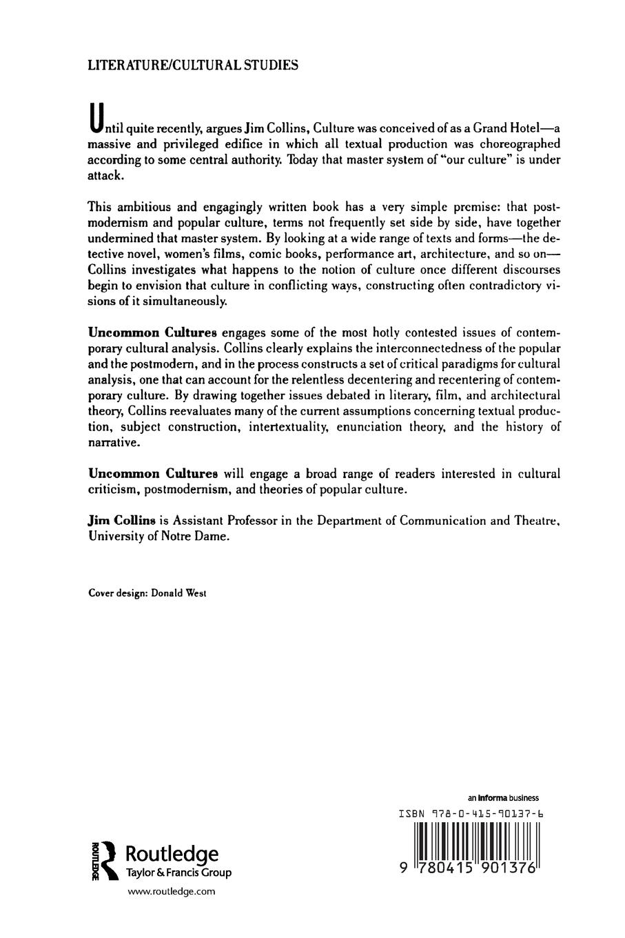 Rückseitencover Uncommon Cultures