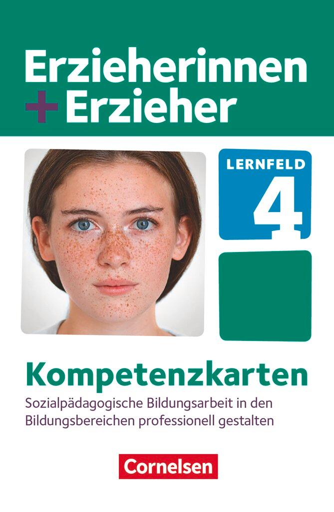 Vorderes Coverbild Erzieherinnen + Erzieher. Sozialpädagogische Bildungsarbeit in den Bildungsbereichen professionell gestalten. Kompetenzkarten