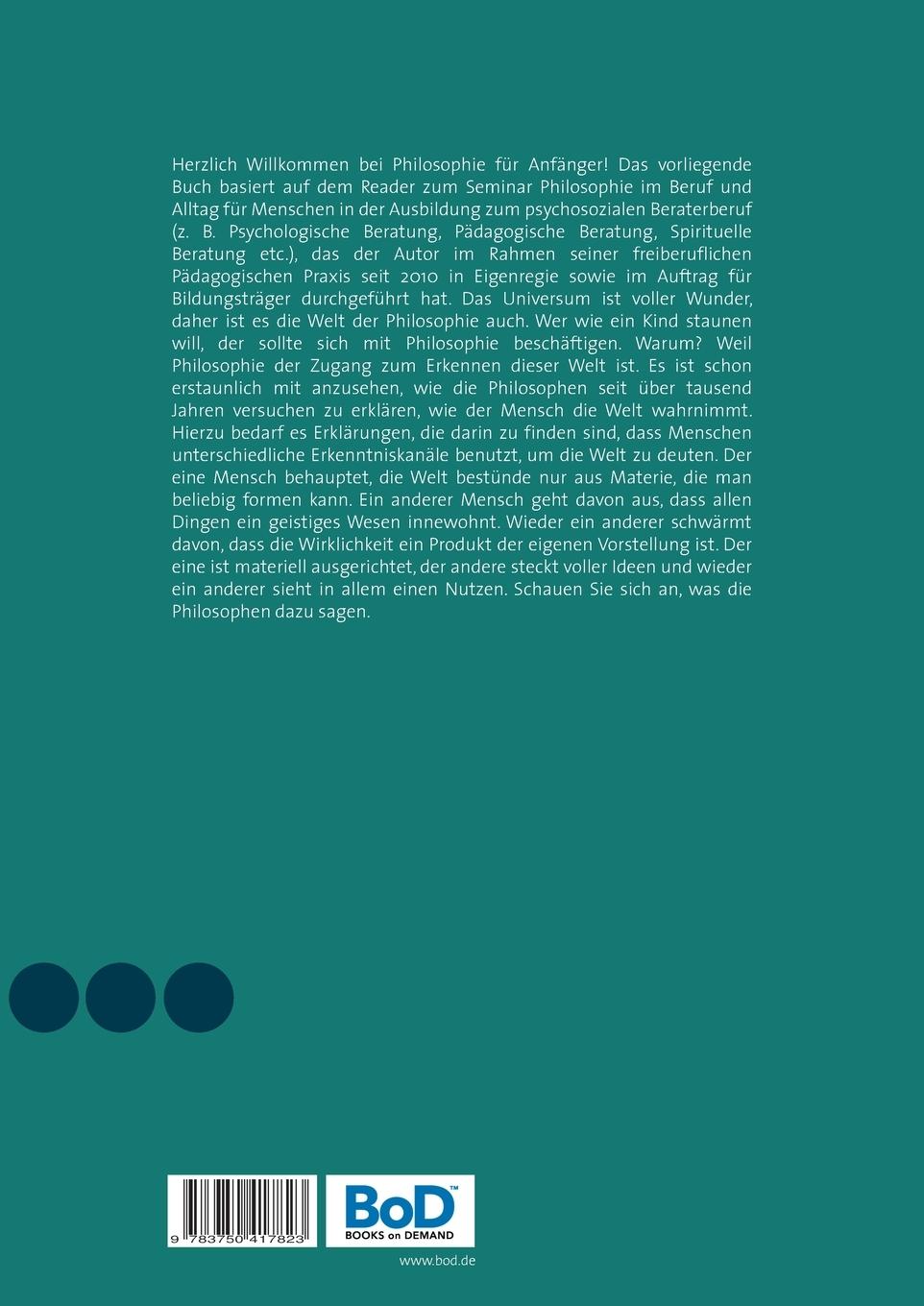 Rückseitencover Philosophie für Anfänger