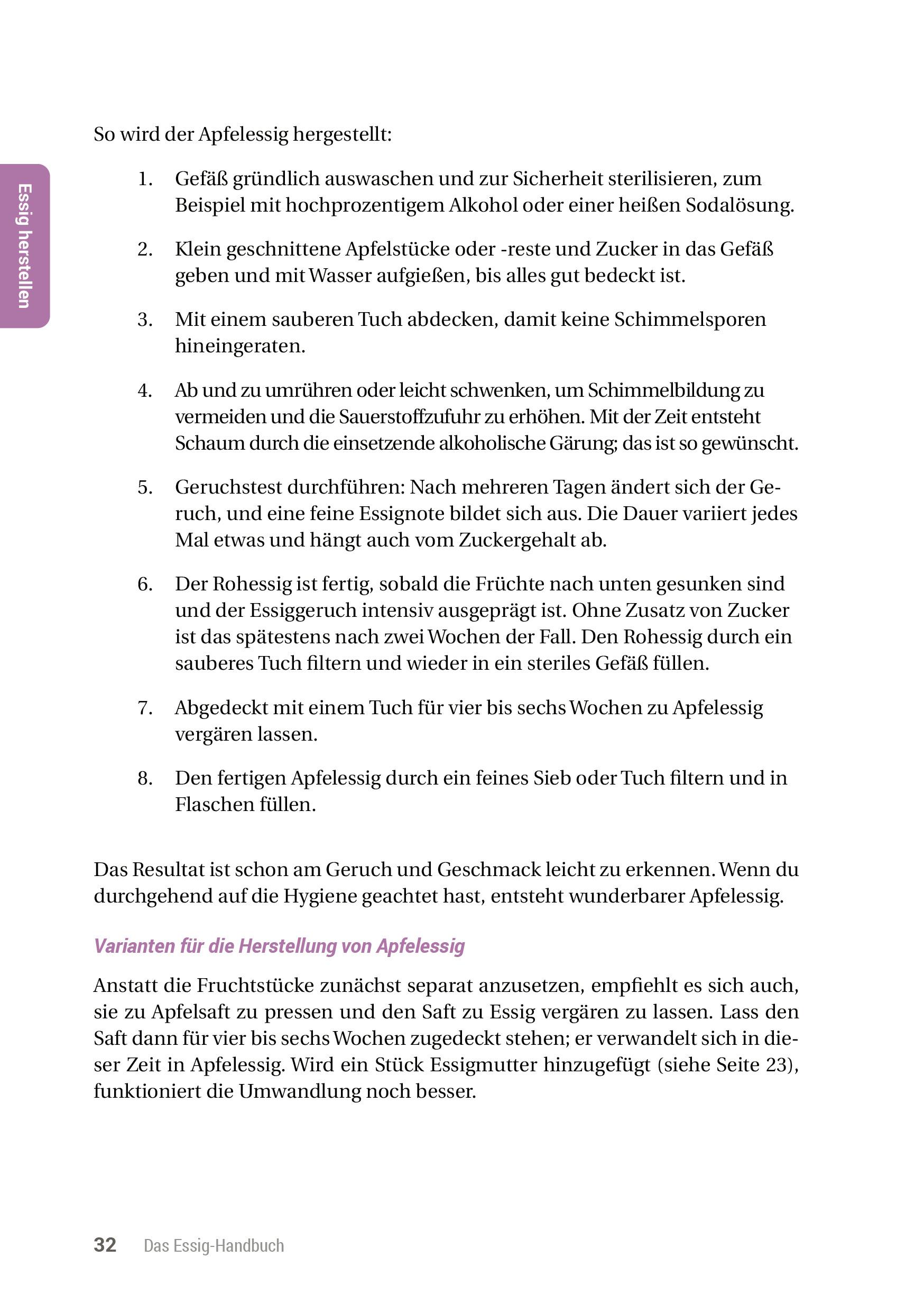 Beispielinhalt (Bild) Das Essig-Handbuch